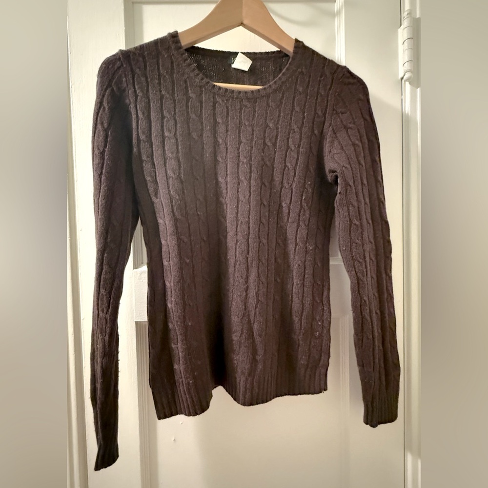 Vintage Fall 2006 J. Crew Women's Wool Blend Cable Knit Sweater - Dark Brown